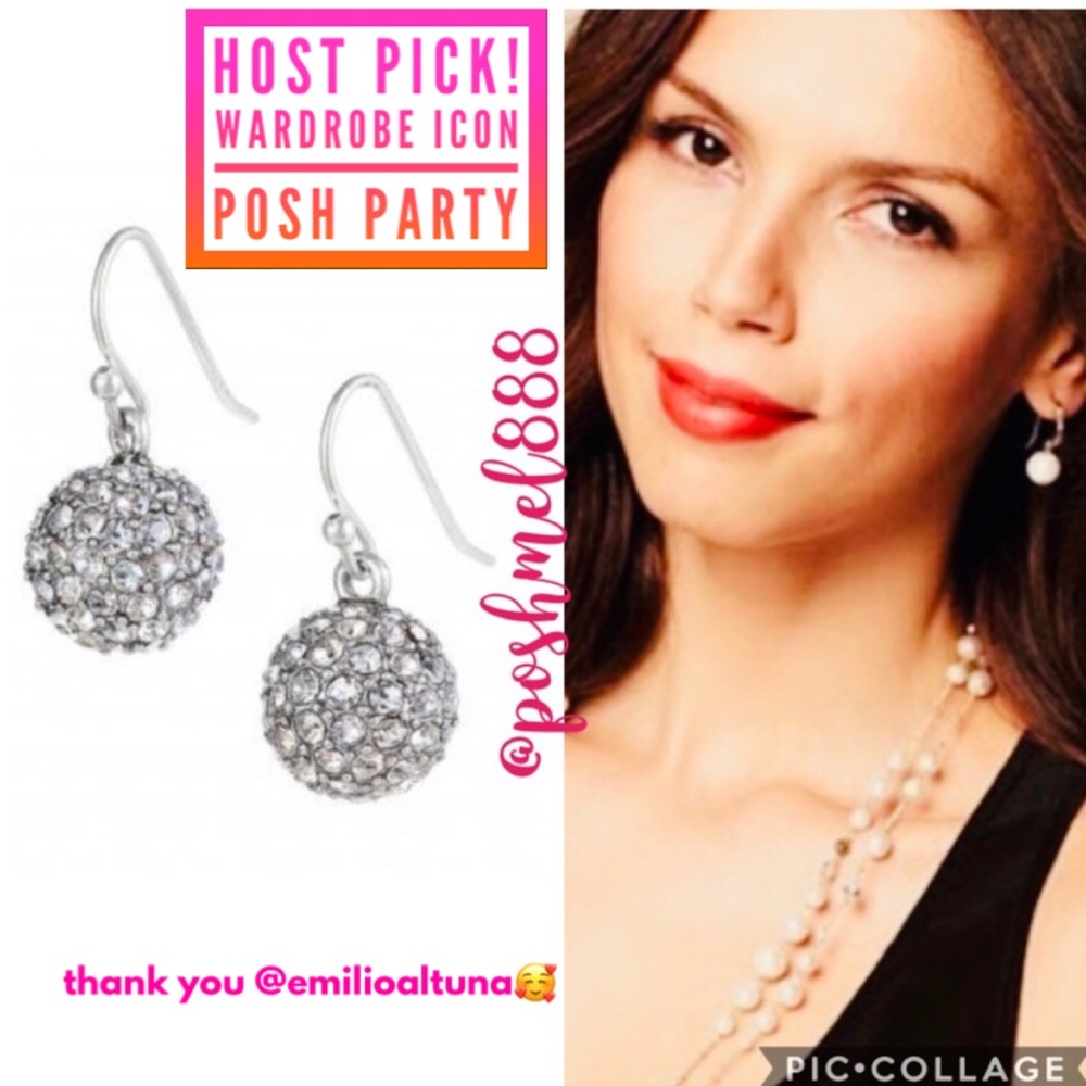 Stella & Dot | SILVER Handset Pavé Soirée Drop Earrings Crystal - Picture 6 of 6